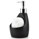 Dozownik płynu do naczyń z pojemnikiem na gąbkę ceramiczny czarny 360ml VILDE 530722