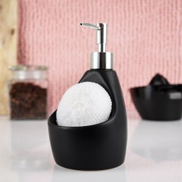 Dozownik płynu do naczyń z pojemnikiem na gąbkę ceramiczny czarny 360ml VILDE 530722