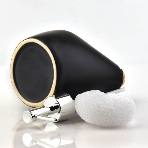 Dozownik płynu do naczyń z pojemnikiem na gąbkę ceramiczny czarny 360ml VILDE 530722