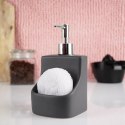Dozownik płynu do naczyń z pojemnikiem na gąbkę ceramiczny szary 350ml VILDE 530720