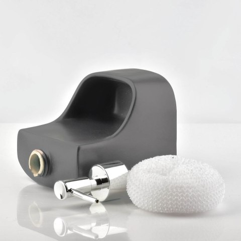 Dozownik płynu do naczyń z pojemnikiem na gąbkę ceramiczny szary 350ml VILDE 530720