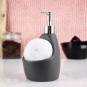 Dozownik płynu do naczyń z pojemnikiem na gąbkę ceramiczny szary 360ml VILDE 530723