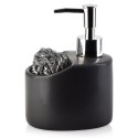 Dozownik płynu do naczyń z pojemnikiem na gąbkę czarny matowy 300ml VILDE 569392