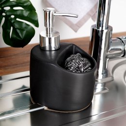 Dozownik płynu do naczyń z pojemnikiem na gąbkę czarny matowy 300ml VILDE 569392