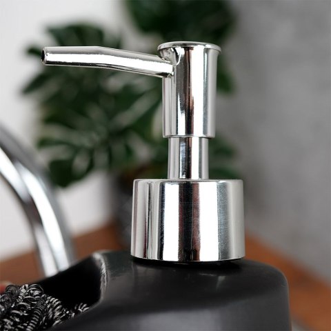 Dozownik płynu do naczyń z pojemnikiem na gąbkę czarny matowy 300ml VILDE 569392