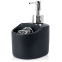Dozownik płynu do naczyń z pojemnikiem na gąbkę czarny matowy 300ml VILDE 569392