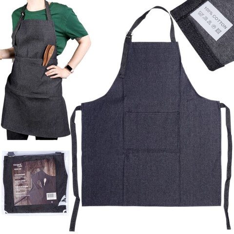 Fartuch kuchenny bawełniany czarny wiązany fartuszek VILDE 259288