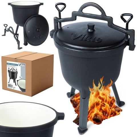 Kociołek żeliwny emaliowany na nóżkach z pokrywką CAST LINE 8L VILDE 199050