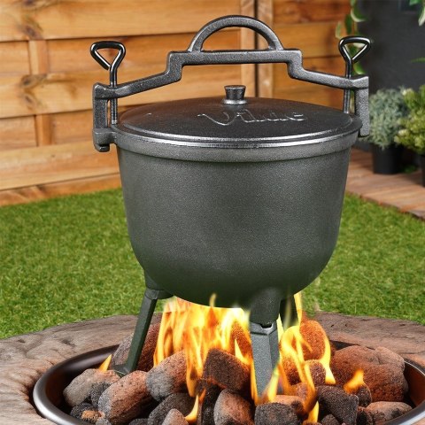 Kociołek żeliwny na ognisko na nóżkach z pokrywką CAST LINE 10L VILDE 199053