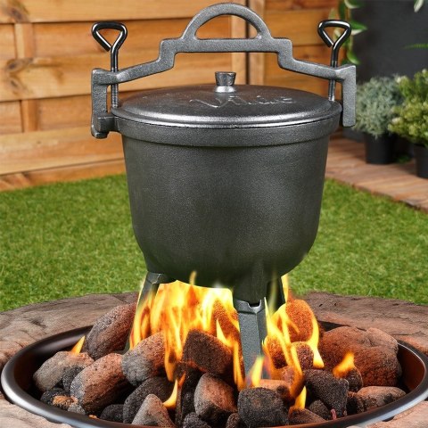 Kociołek żeliwny na ognisko na nóżkach z pokrywką CAST LINE 8L VILDE 199051