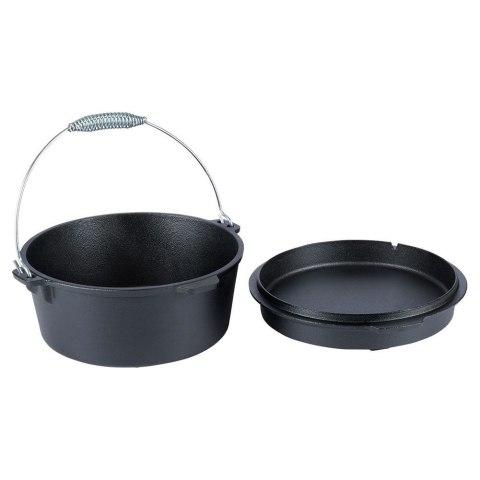 Kociołek żeliwny z pokrywką myśliwski garnek na ognisko 20cm 1.6L VAGGAN 489237