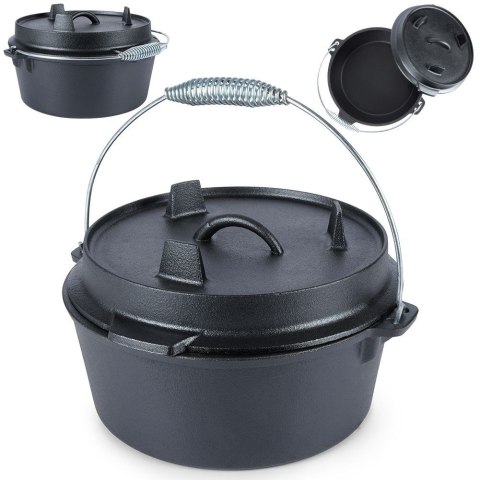 Kociołek żeliwny z pokrywką myśliwski garnek na ognisko 20cm 1.6L VAGGAN 489237