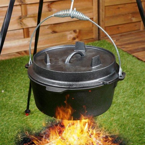 Kociołek żeliwny z pokrywką myśliwski garnek na ognisko 25cm 3.5L VAGGAN 489238