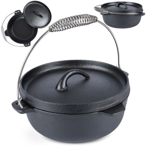 Kociołek żeliwny z pokrywką myśliwski garnek na ognisko 25cm 3.5L VAGGAN 489238