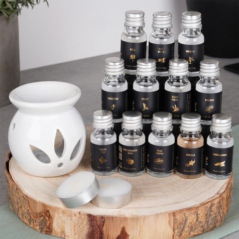 Kominek zapachowy ceramiczny + olejki eteryczne zapachowe zestaw 15-ele VILDE 779088