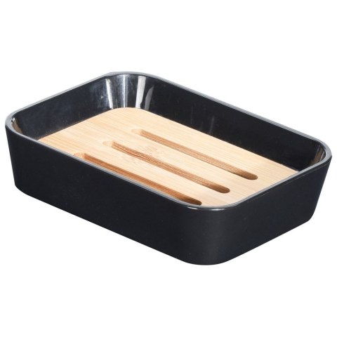 Mydelniczka bambusowa czarna podstawka na mydło do mydła 12x9cm VILDE 532106