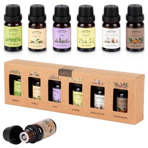 Olejki zapachowe eteryczne do kominka dyfuzora 10 ml zestaw 6 sztuk VILDE 779089