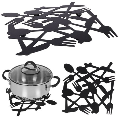 Podstawka pod gorący garnek garnki podkładka metalowa czarna 20x20cm EXCELLENT HOUSEWARE 139142