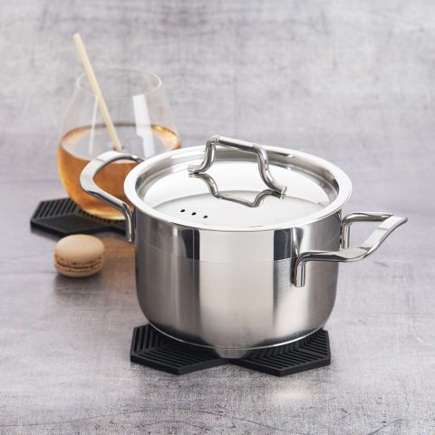 Podstawka silikonowa pod gorące naczynie garnek podkładka czarna 13.5x13.5cm ORION 121574