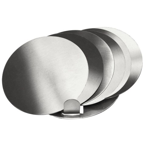 Podstawki pod kubek kubki stalowe podkładki ze stojakiem srebrne 10cm 6 sztuk EXCELLENT HOUSEWARE 139136