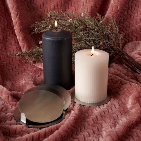 Podstawki pod kubek kubki stalowe podkładki ze stojakiem srebrne 10cm 6 sztuk EXCELLENT HOUSEWARE 139136