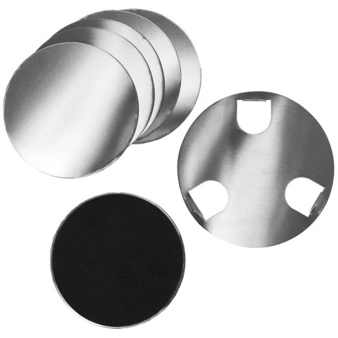 Podstawki pod kubek kubki stalowe podkładki ze stojakiem srebrne 10cm 6 sztuk EXCELLENT HOUSEWARE 139136
