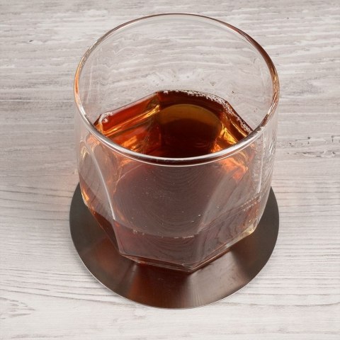 Podstawki pod kubek kubki stalowe podkładki ze stojakiem srebrne 10cm 6 sztuk EXCELLENT HOUSEWARE 139136