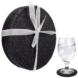 Podstawki podkładki pod kubek kubki czarne 10cm 4 sztuki EXCELLENT HOUSEWARE 139240-C