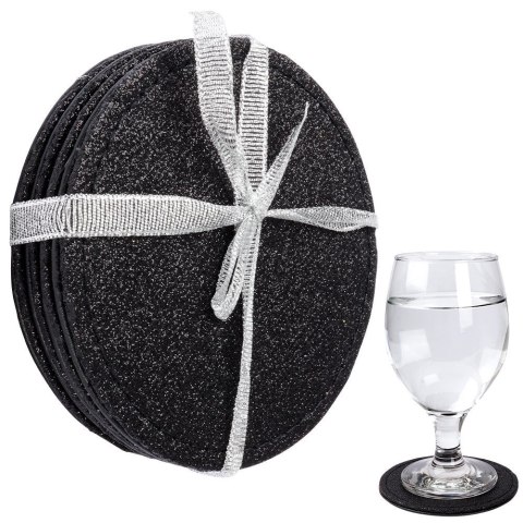 Podstawki podkładki pod kubek kubki czarne 10cm 4 sztuki EXCELLENT HOUSEWARE 139240-C