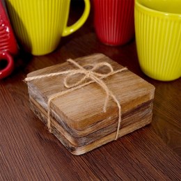 Podstawki podkładki pod kubek kubki drewniane 10x10cm 4 sztuki VILDE 139202