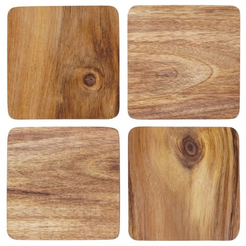 Podstawki podkładki pod kubek kubki drewniane 10x10cm 4 sztuki VILDE 139202