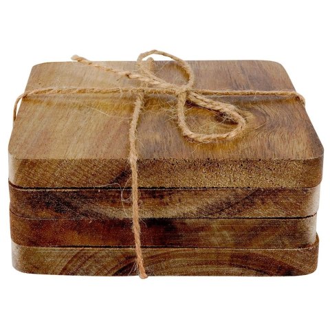 Podstawki podkładki pod kubek kubki drewniane 10x10cm 4 sztuki VILDE 139202
