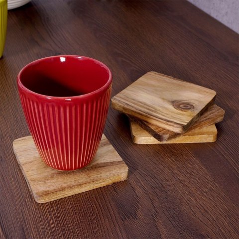 Podstawki podkładki pod kubek kubki drewniane 10x10cm 4 sztuki VILDE 139202