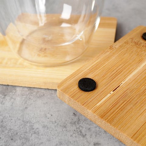 Podstawki podkładki pod kubek kubki drewniane 9.7cm 4 sztuki EXCELLENT HOUSEWARE 139314-K