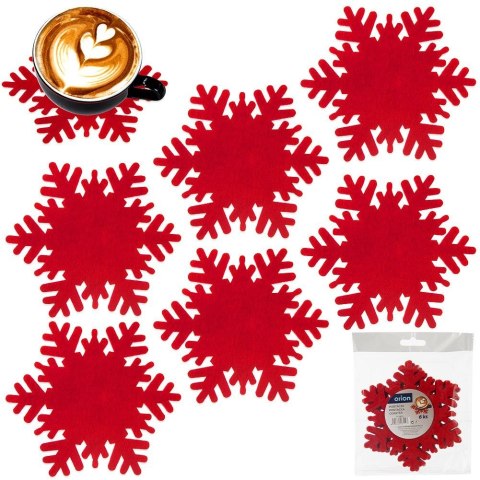 Podstawki podkładki pod kubek kubki filcowe czerwone 13.5cm 6 sztuk ORION 710829