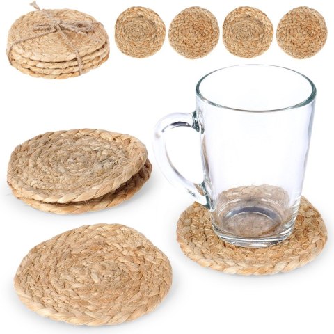 Podstawki podkładki pod kubek kubki naturalne 10cm 4 sztuki HOME STYLING COLLECTION 139408