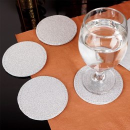 Podstawki podkładki pod kubek kubki srebrne 10cm 4 sztuki EXCELLENT HOUSEWARE 139240-S