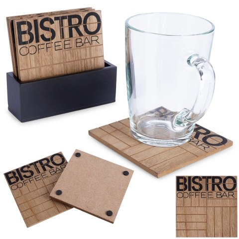 Podstawki podkładki pod kubek kubki ze stojakiem BISTRO 5-ele VILDE 259338