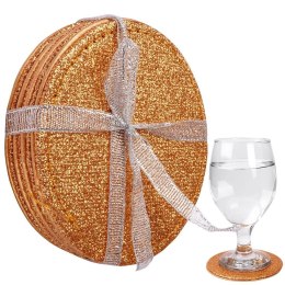 Podstawki podkładki pod kubek kubki złote 10cm 4 sztuki EXCELLENT HOUSEWARE 139240-Z