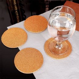 Podstawki podkładki pod kubek kubki złote 10cm 4 sztuki EXCELLENT HOUSEWARE 139240-Z