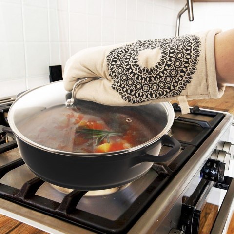 Rękawica kuchenna bawełniana beżowa z magnesem MANDALA 31cm ORION 152198