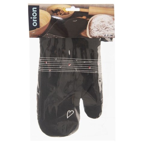 Rękawica kuchenna bawełniana czarna z magnesem SERCE 30cm ORION 152192