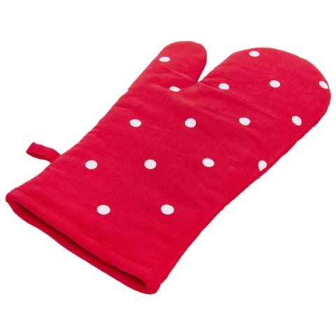Rękawica kuchenna bawełniana czerwona w grochy z magnesem 31cm ORION 152199