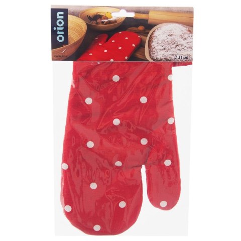 Rękawica kuchenna bawełniana czerwona w grochy z magnesem 31cm ORION 152199