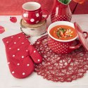 Rękawica kuchenna bawełniana czerwona w grochy z magnesem 31cm ORION 152199