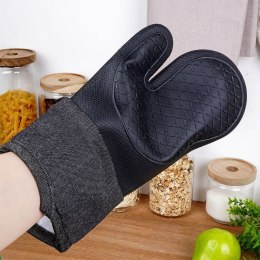 Rękawica kuchenna silikonowa czarna do garnków naczyń 32cm VILDE 259289