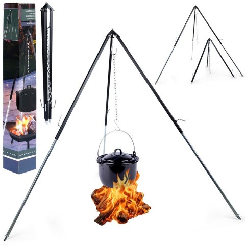 Stojak na kociołek na ognisko ruszt STAL regulowany trójnóg 150cm AMBIANCE 489316