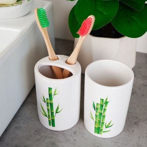 Zestaw łazienkowy ceramiczny biały bambus 310ml 4 elementy BATHROOM SOLUTIONS 569462