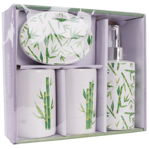 Zestaw łazienkowy ceramiczny biały bambus 310ml 4 elementy BATHROOM SOLUTIONS 569462