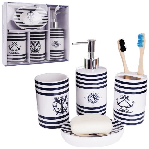 Zestaw łazienkowy ceramiczny biały marynistyczny 310ml 4 elementy BATHROOM SOLUTIONS 569463
